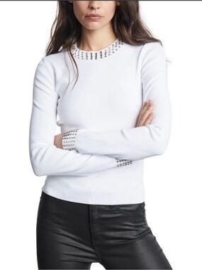 The Kooples White Studded Crewneck Sweater LIKE NEW
